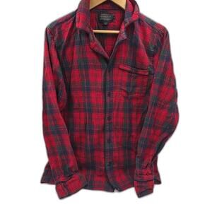 Pendleton Red Black Plaid Flannel Pajama Shirt VTG Mens‎ S 100% Cotton